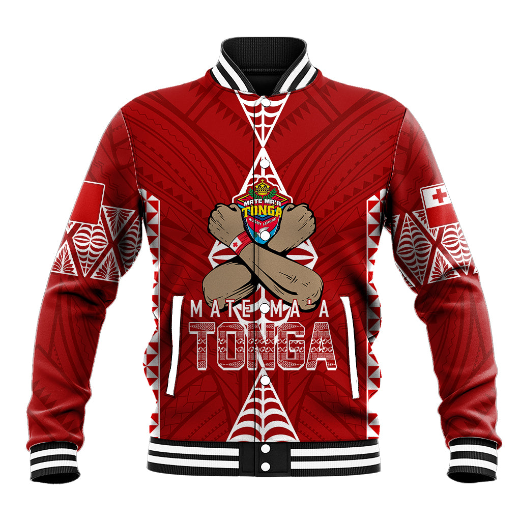 Personalised Tonga Rugby Baseball Jacket Mate Ma'a Tonga Independence Day LT7 Unisex Red - Polynesian Pride