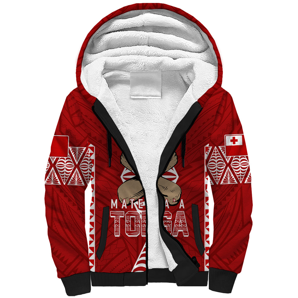 Personalised Tonga Rugby Sherpa Hoodie Mate Ma'a Tonga Independence Day LT7 Unisex Red - Polynesian Pride