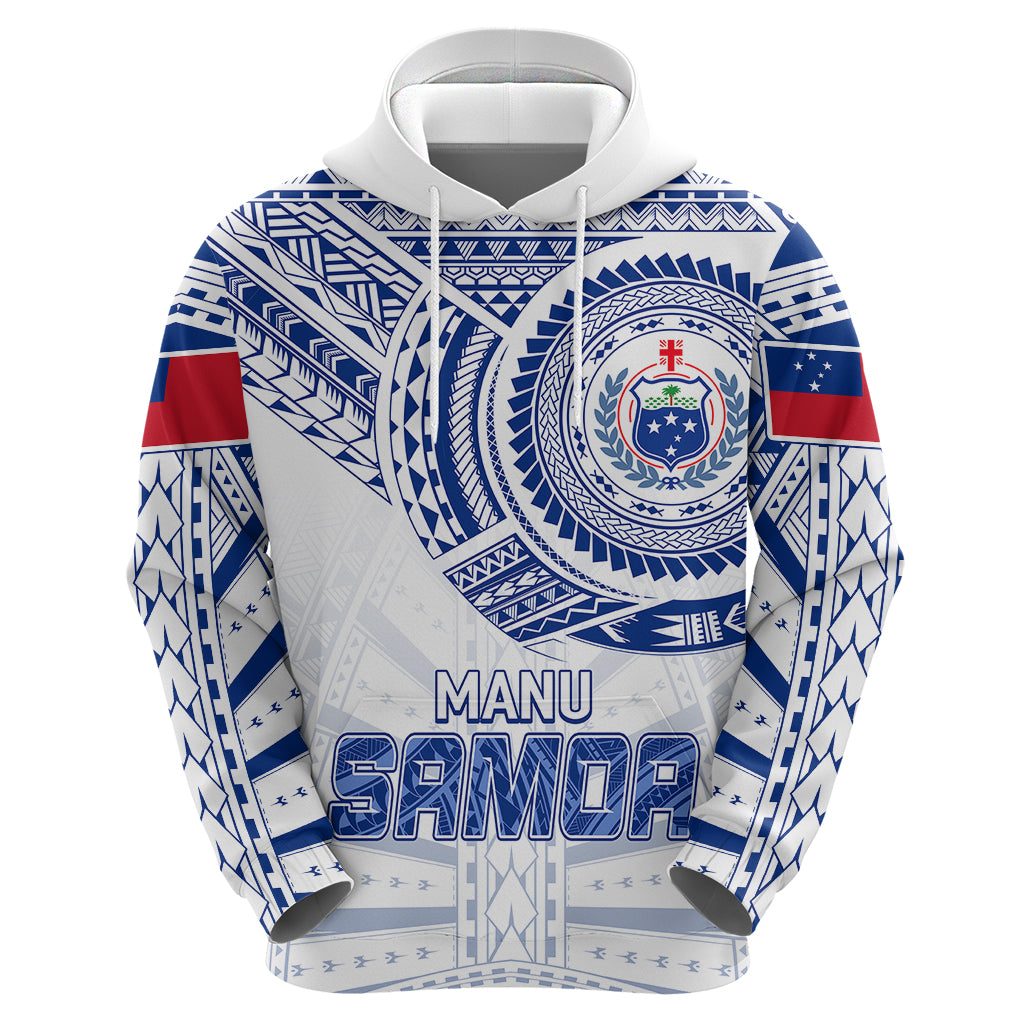 Custom Samoa Rugby Hoodie Manu Samoa Gradient White LT7 Zip Hoodie White - Polynesian Pride