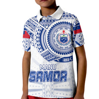 Personalised Samoa Rugby Kid Polo Shirt Manu Samoa Gradient White LT7 Kid White - Polynesian Pride