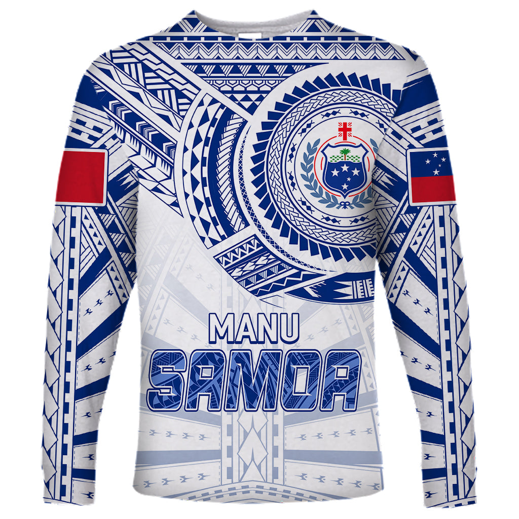 Personalised Samoa Rugby Long Sleeve Shirt Manu Samoa Gradient White LT7 Unisex White - Polynesian Pride