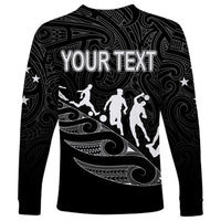 Personalised New Zealand Football Ferns Long Sleeve Shirt Women's World Cup 2023 Tribal Koru Pattern LT7 - Polynesian Pride