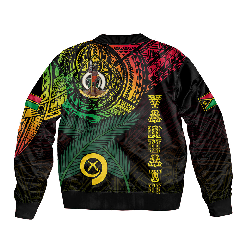 Personalised Vanuatu Bomber Jacket Turtle Chest Tattoo Flag Color LT7 - Polynesian Pride
