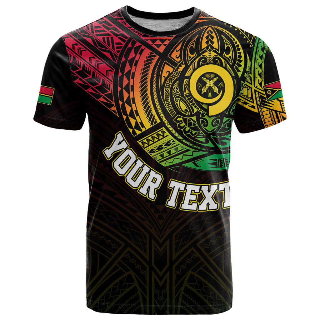 Custom Vanuatu T Shirt Turtle Chest Tattoo Flag Color LT7 Black - Polynesian Pride
