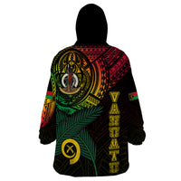 Personalised Vanuatu Wearable Blanket Hoodie Turtle Chest Tattoo Flag Color LT7 - Polynesian Pride