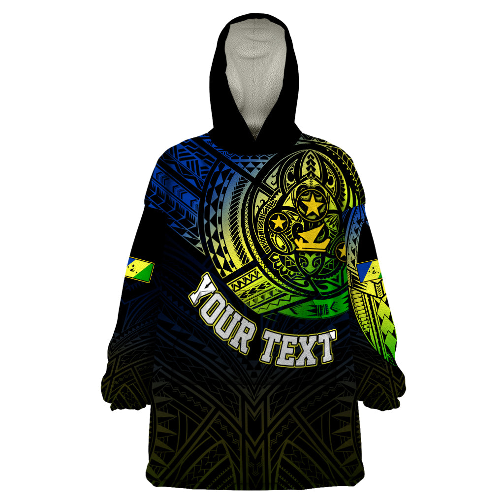 Personalised Vanuatu Wearable Blanket Hoodie Turtle Chest Tattoo Flag Color - Malampa LT7 One Size Black - Polynesian Pride