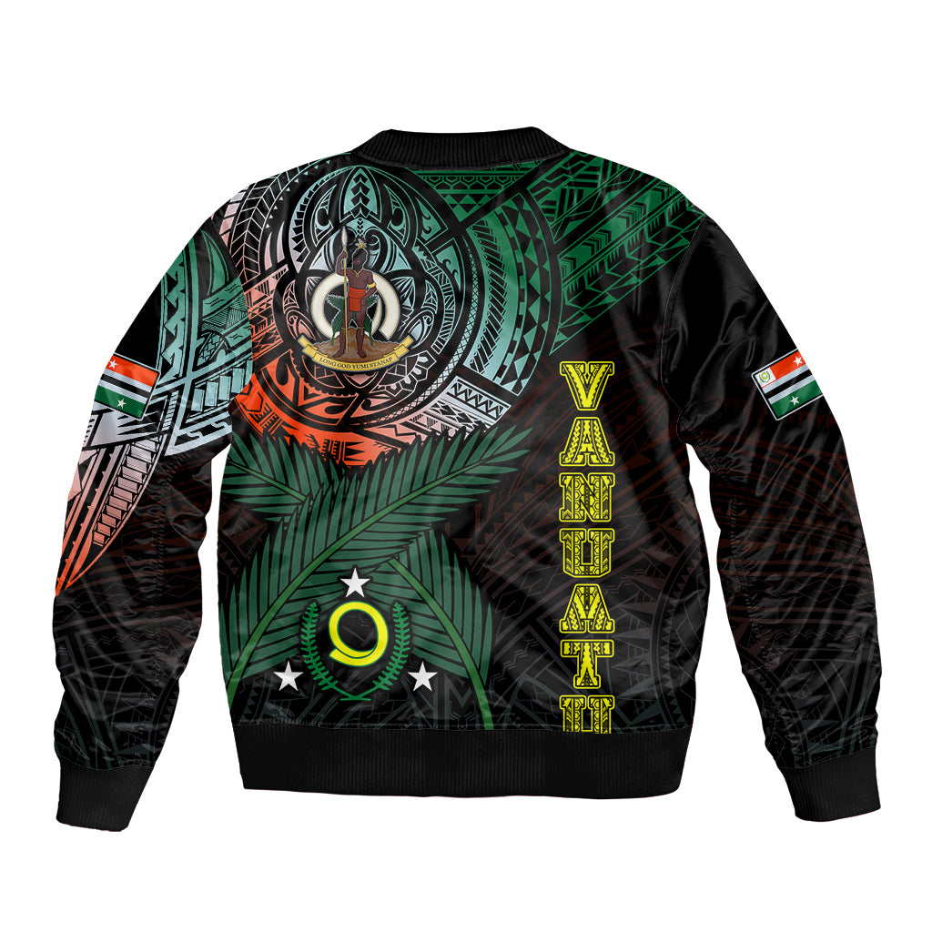 Personalised Vanuatu Sleeve Zip Bomber Jacket Turtle Chest Tattoo Flag Color - Penama LT7 - Polynesian Pride