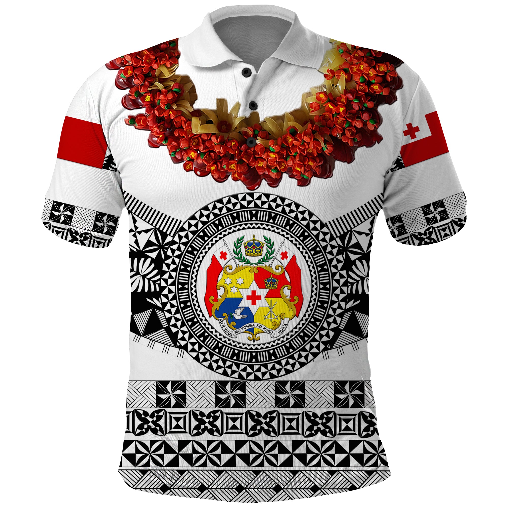 Custom Tonga Emancipation Day Polo Shirt Independence Day Fancy Kahoa Heilala Flower White Black LT8 White - Polynesian Pride