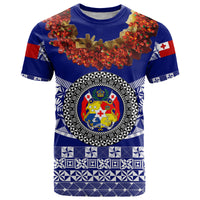 Custom Tonga Emancipation Day T Shirt Independence Day Fancy Kahoa Heilala Flower Blue LT8 Blue - Polynesian Pride