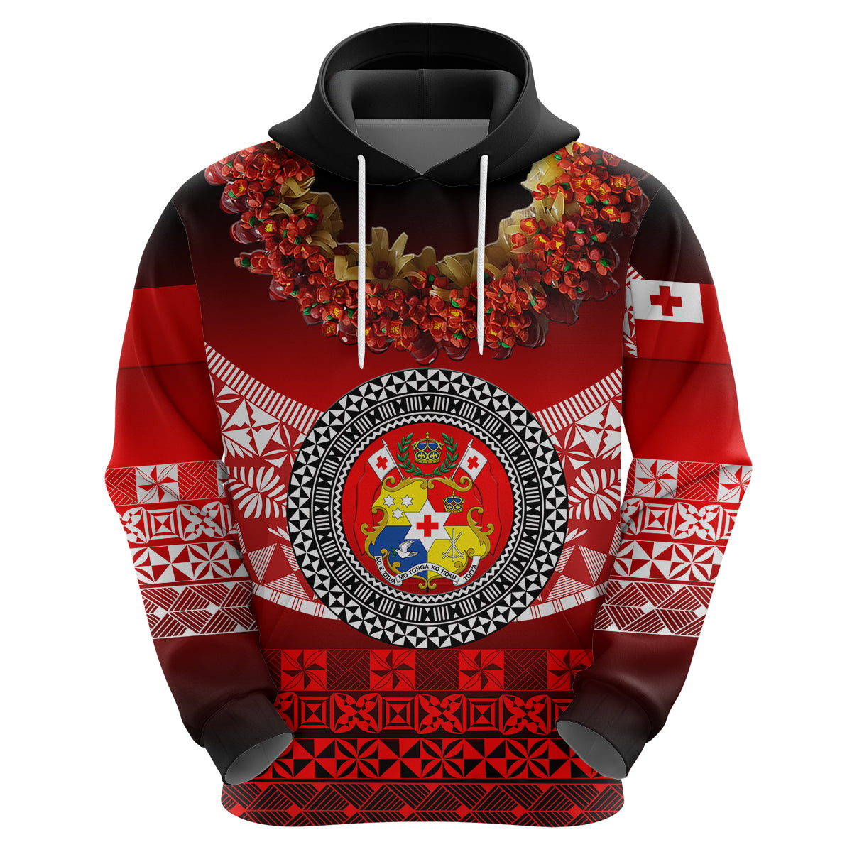 Custom Tonga Hoodie Emancipation Day Fancy Kahoa Heilala Flower Gradient LT8 Zip Hoodie Black - Polynesian Pride