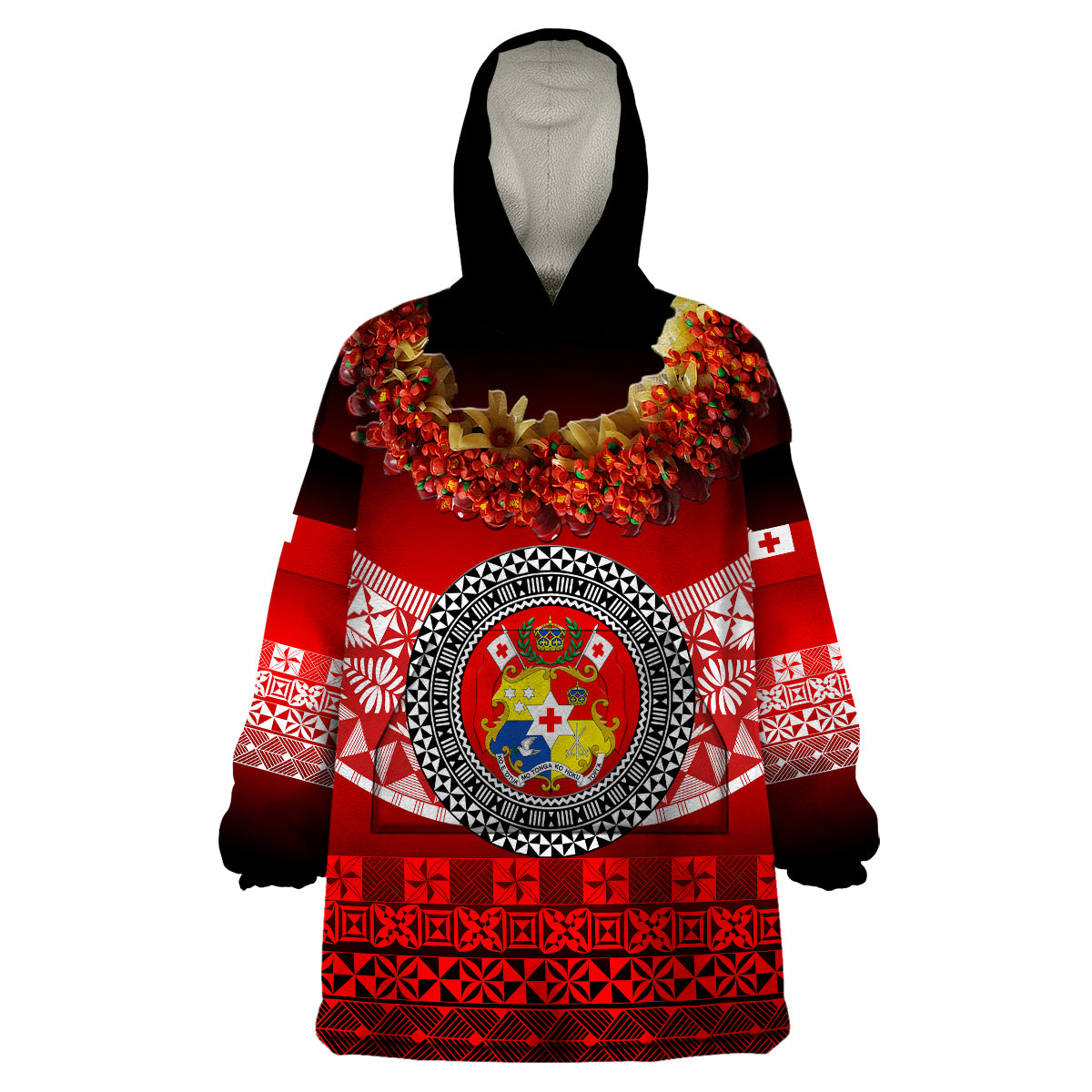 (Custom Personalised) Tonga Emancipation Day Wearable Blanket Hoodie Independence Day - Fancy Kahoa Heilala Flower - Gradient LT8 Unisex One Size - Polynesian Pride