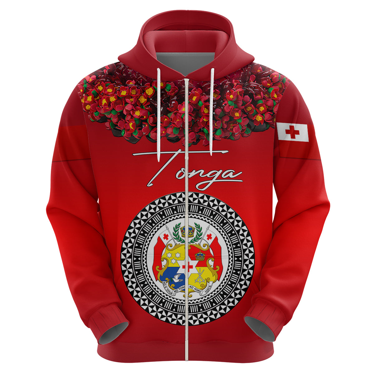 Custom Tonga Hoodie Emancipation Day Unique Kahoa Heilala Flower Red LT8 - Polynesian Pride