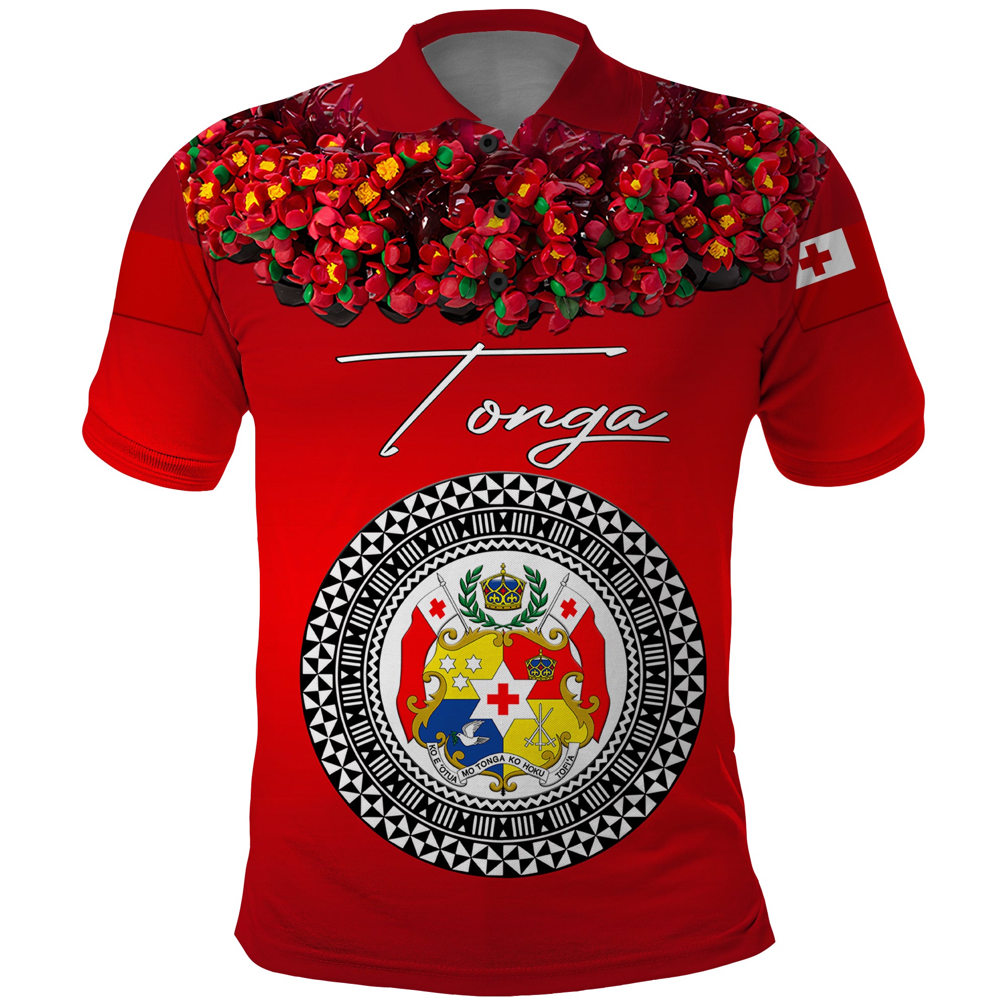 Custom Tonga Emancipation Day Polo Shirt Independence Day Unique Kahoa Heilala Flower Red LT8 Red - Polynesian Pride