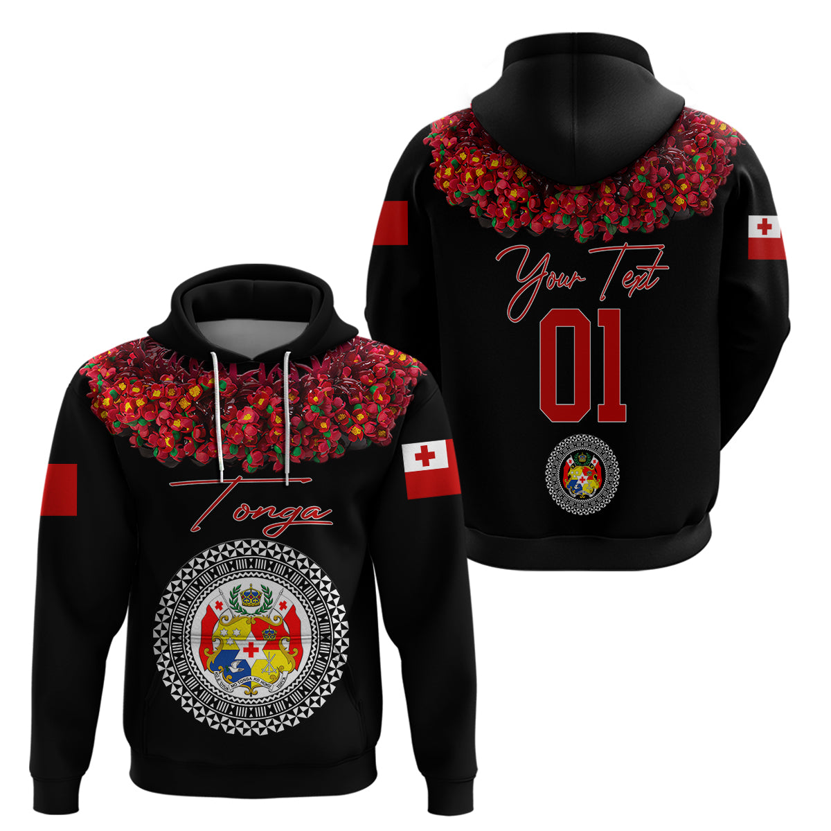 Custom Tonga Hoodie Emancipation Day Unique Kahoa Heilala Flower Black LT8 Pullover Hoodie Black - Polynesian Pride