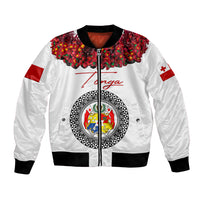 (Custom Personalised) Tonga Emancipation Day Bomber Jacket Independence Day - Unique Kahoa Heilala Flower - White LT8 Unisex White - Polynesian Pride