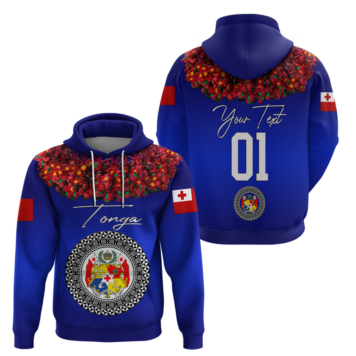 Custom Tonga Hoodie Emancipation Day Unique Kahoa Heilala Flower Blue LT8 Pullover Hoodie Blue - Polynesian Pride