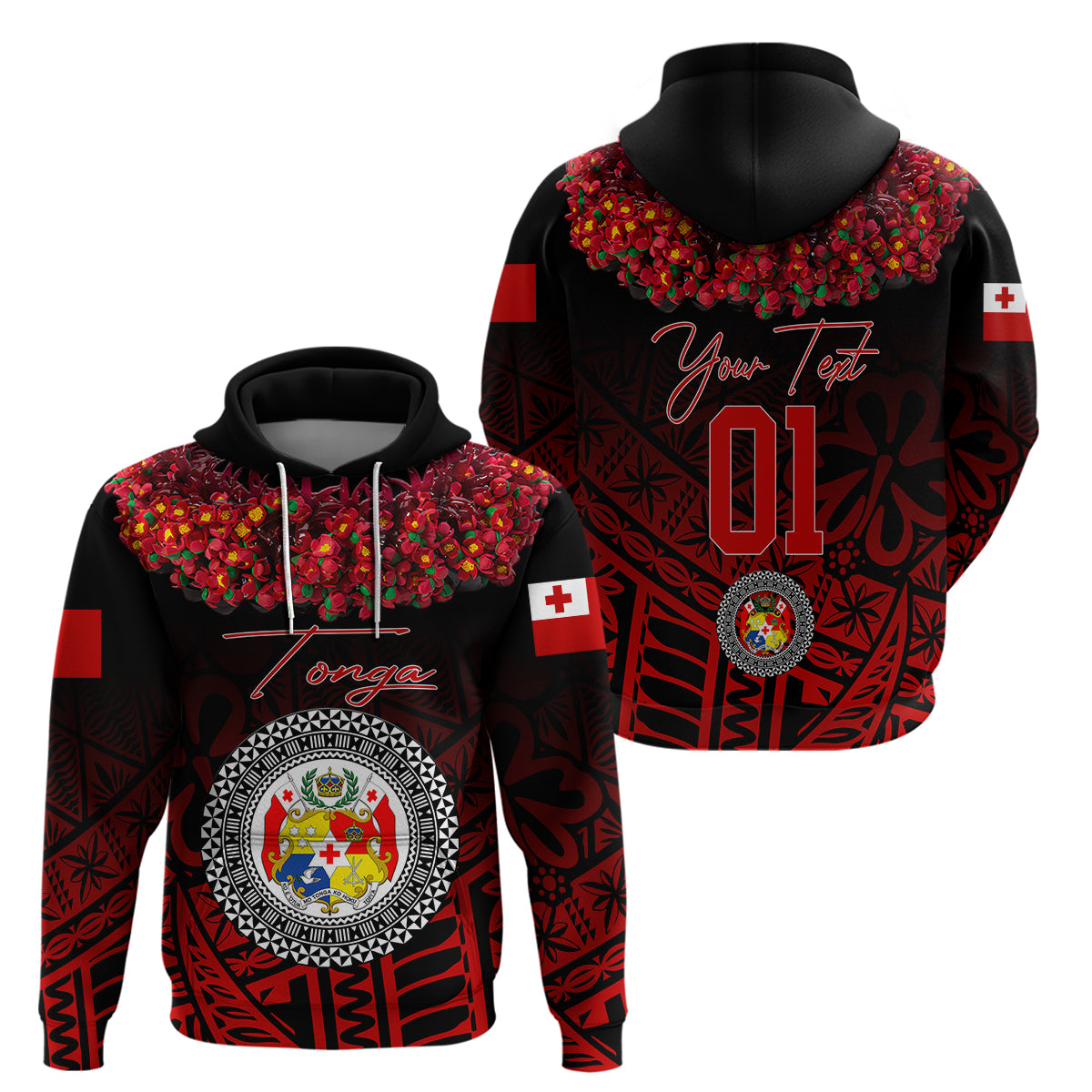 Custom Tonga Hoodie Emancipation Day Kupesi Kahoa Heilala Flower Black LT8 Pullover Hoodie Black - Polynesian Pride