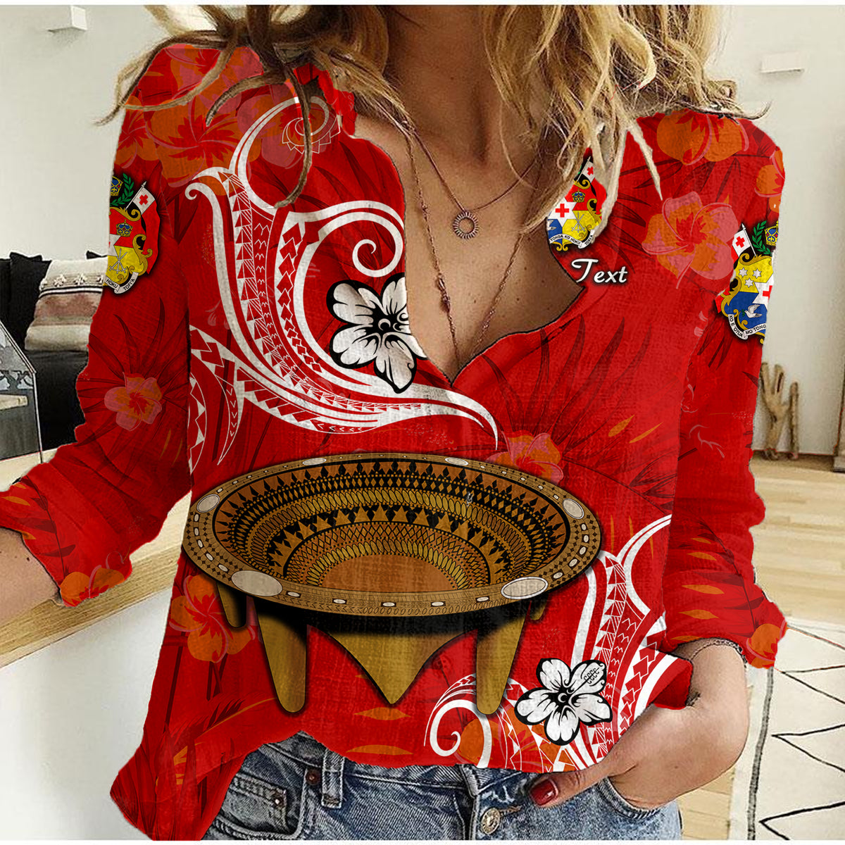 (Custom Personalised) Tonga Kumete Kava Bowl Sila Vibes - Red Women Casual Shirt LT8 Female L Red - Polynesian Pride
