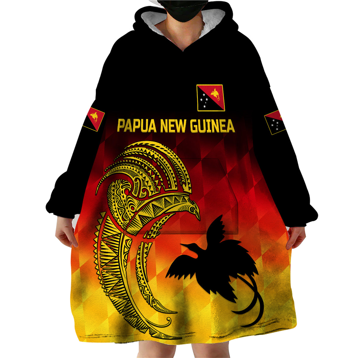 (Custom Personalised) Papua New Guinea Barramundis Cricket Wearable Blanket Hoodie Birds Of Paradise Paradisaea Raggiana Original - Gradient Flag Vibes LT8 - Polynesian Pride