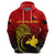 Custom Papua New Guinea Barramundis Cricket Hoodie Birds of Paradise Paradisaea Raggiana Original Red LT8 Zip Hoodie Red - Polynesian Pride