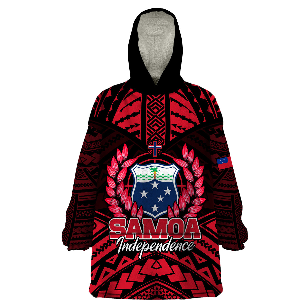 Samoa Independence Day Wearable Blanket Hoodie Ulafa Polynesian Unique Red No3 LT9 Unisex One Size - Polynesian Pride