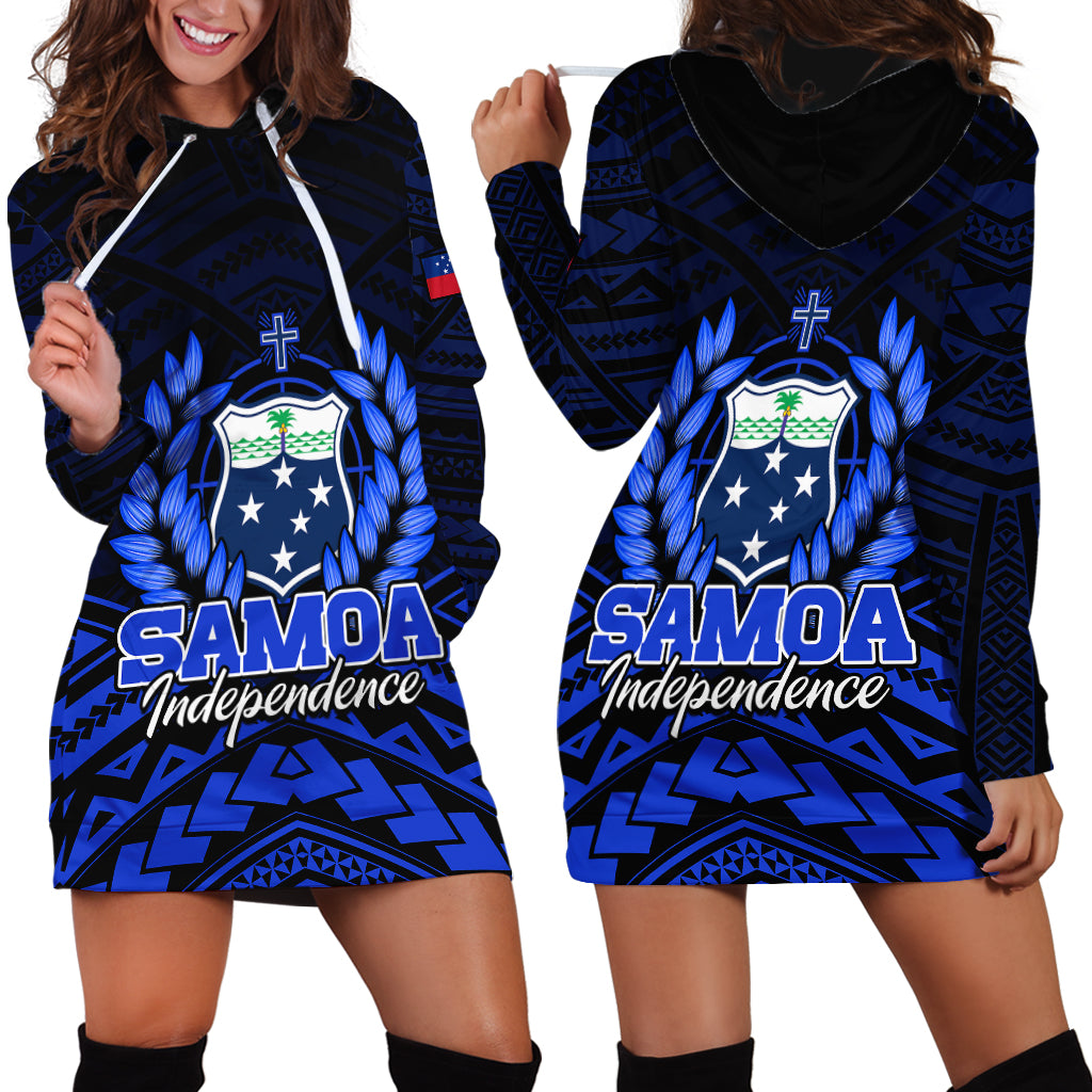 Samoa Independence Day Hoodie Dress Ulafa Polynesian Unique Blue No2 LT9 Blue - Polynesian Pride