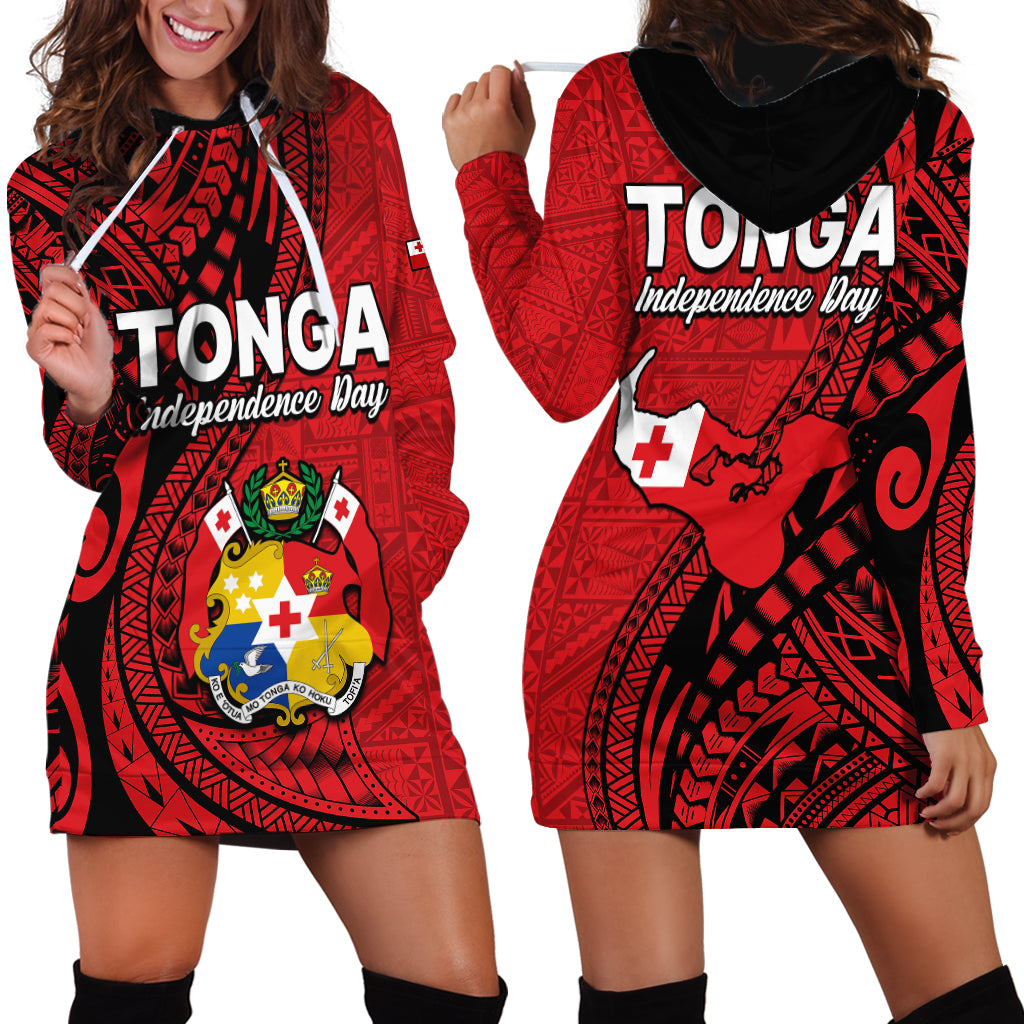 Tonga Independence Anniversary Hoodie Dress Tongan Tribal Pattern Unique Version LT9 Red - Polynesian Pride