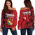 Tonga Independence Anniversary Off Shoulder Sweater Tongan Tribal Pattern Unique Version LT9 Women Red - Polynesian Pride