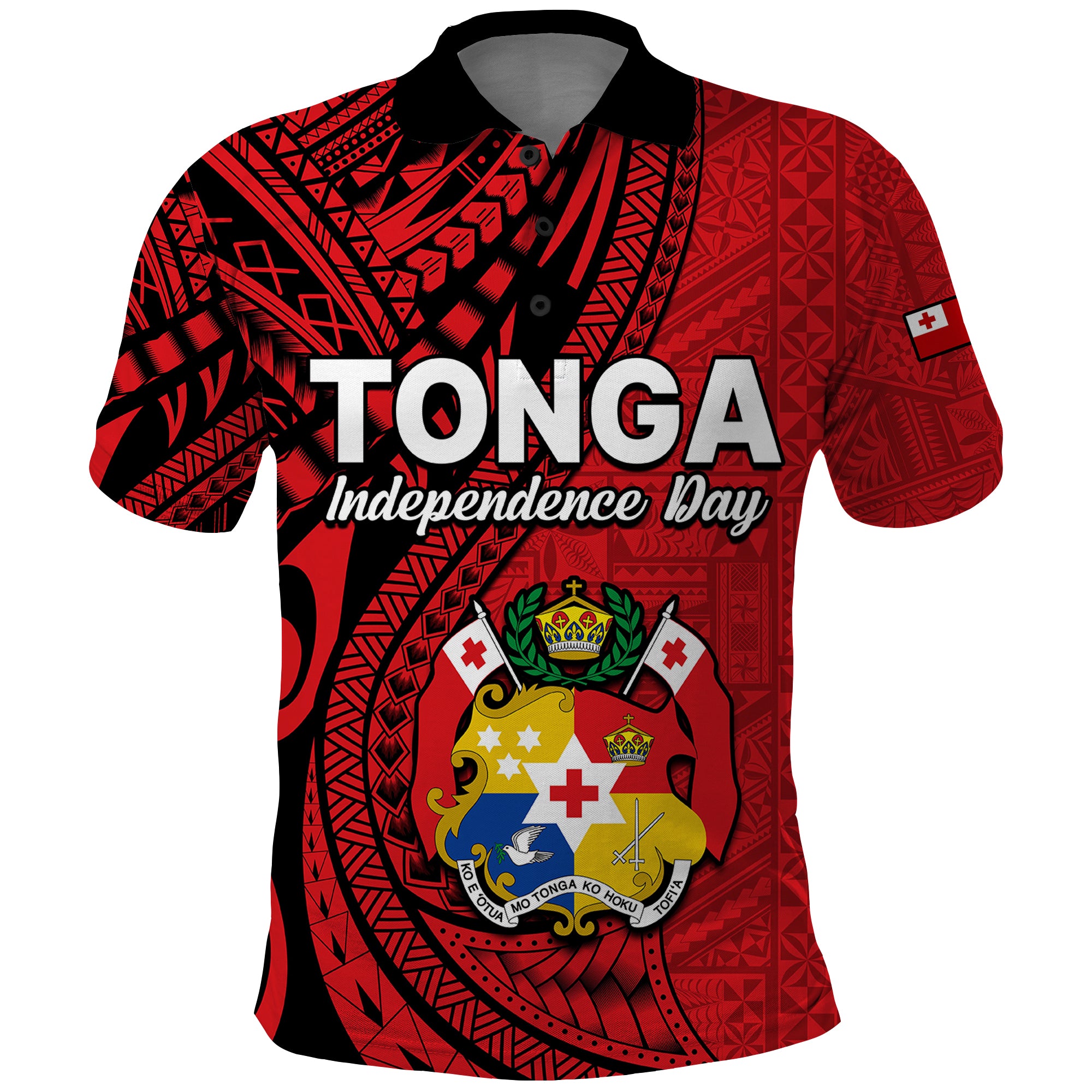 Tonga Independence Anniversary Polo Shirt Tongan Tribal Pattern Unique Version LT9 Red - Polynesian Pride