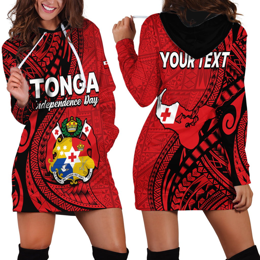 (Custom Personalised) Tonga Independence Anniversary Hoodie Dress Tongan Tribal Pattern Unique Version LT9 Red - Polynesian Pride