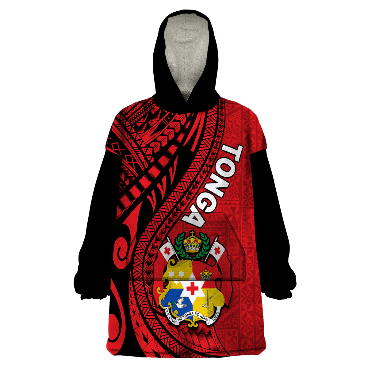 (Custom Personalised) Polynesian Tonga Wearable Blanket Hoodie Tribal Pattern Unique Version LT9 Unisex One Size - Polynesian Pride