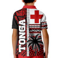 Tonga Kupesi Ngatu Kid Polo Shirt Proud Tonga with Flag and Palm Tree LT9 - Polynesian Pride