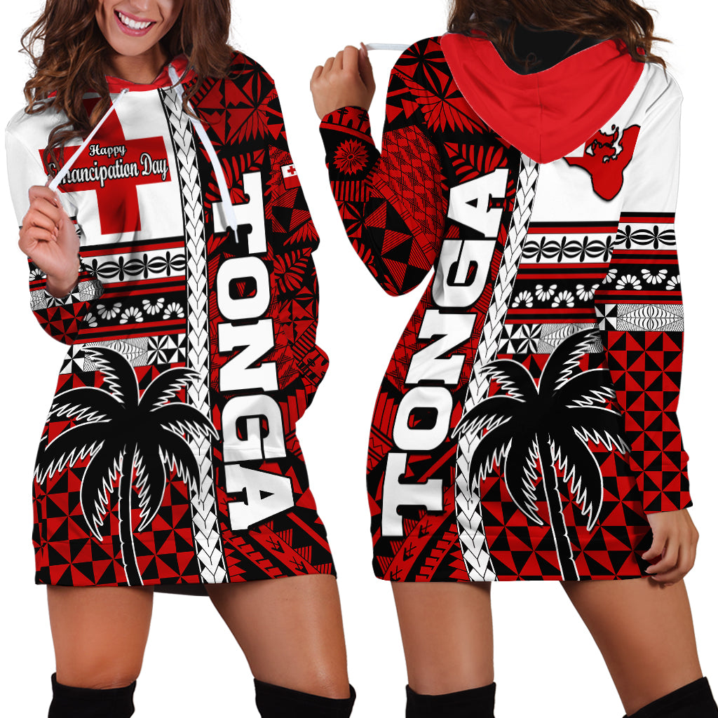 Tonga Independence Day Hoodie Dress Proud Tongan Emancipation with Kupesi Ngatu LT9 Red - Polynesian Pride