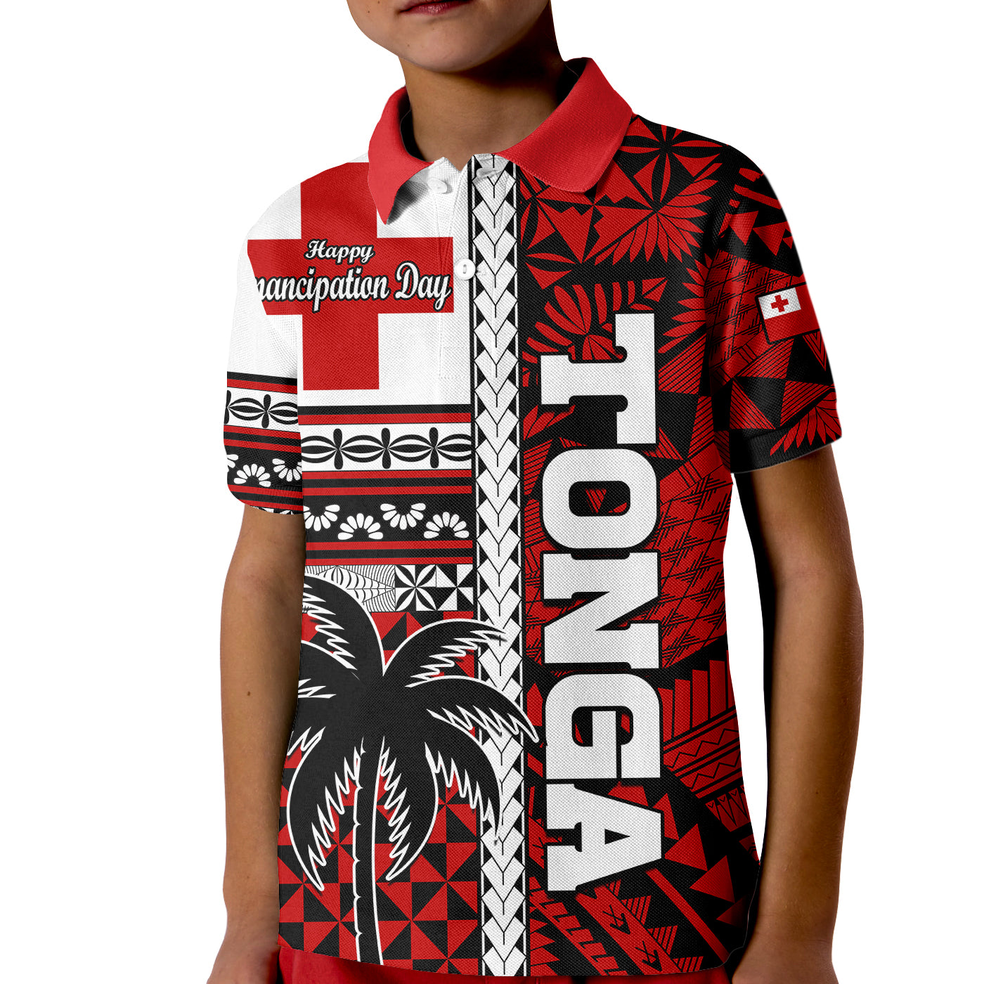 Tonga Independence Day Kid Polo Shirt Proud Tongan Emancipation with Kupesi Ngatu LT9 Kid Red - Polynesian Pride