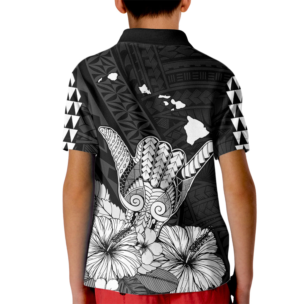 Hawaii Shaka Sign Kid Polo Shirt Black Version LT9 - Polynesian Pride