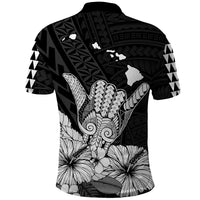 Hawaii Shaka Sign Polo Shirt Black Version LT9 - Polynesian Pride