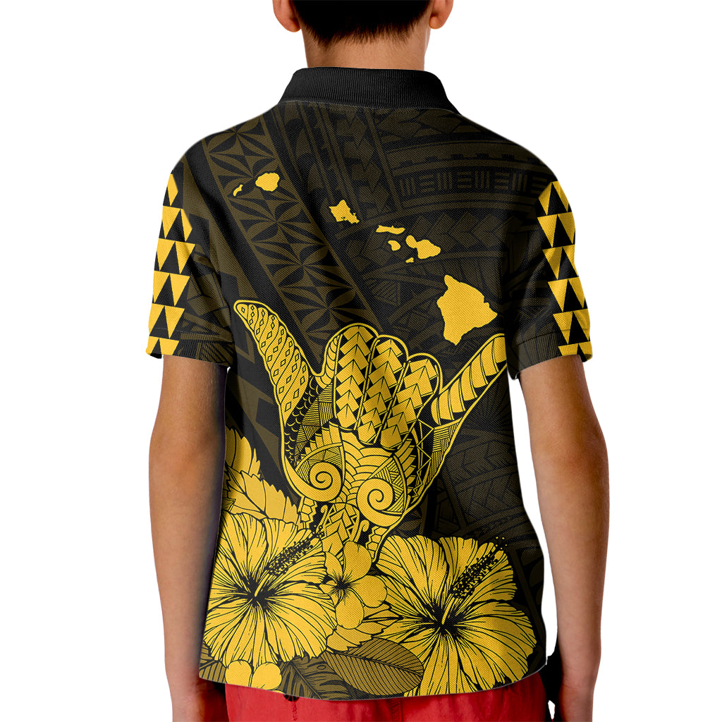 Hawaii Shaka Sign Kid Polo Shirt Gold Version LT9 - Polynesian Pride