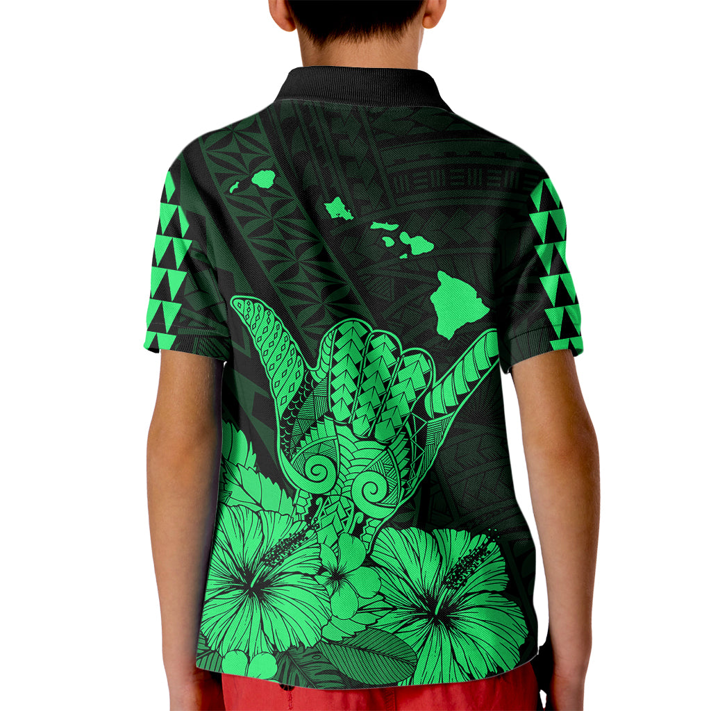 Hawaii Shaka Sign Kid Polo Shirt Green Version LT9 - Polynesian Pride