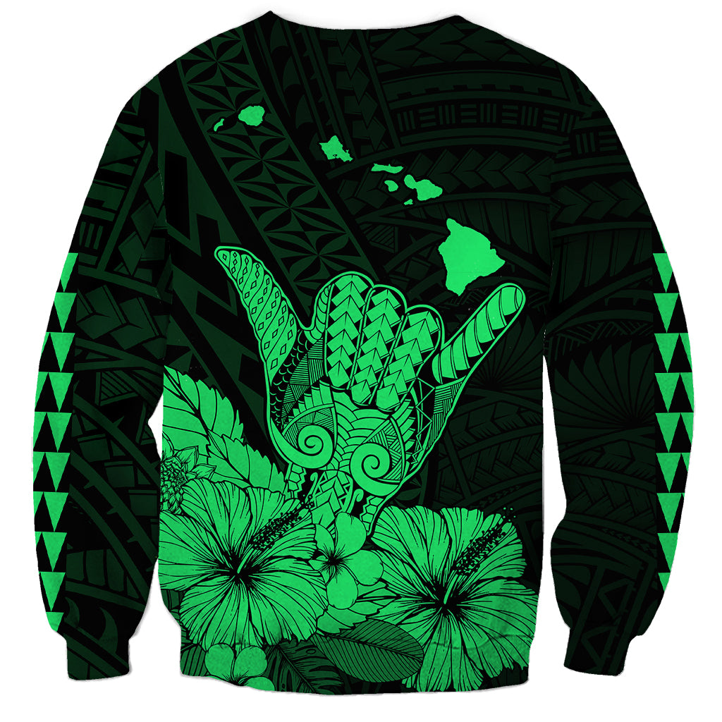Hawaii Shaka Sign Sweatshirt Green Version LT9 - Polynesian Pride