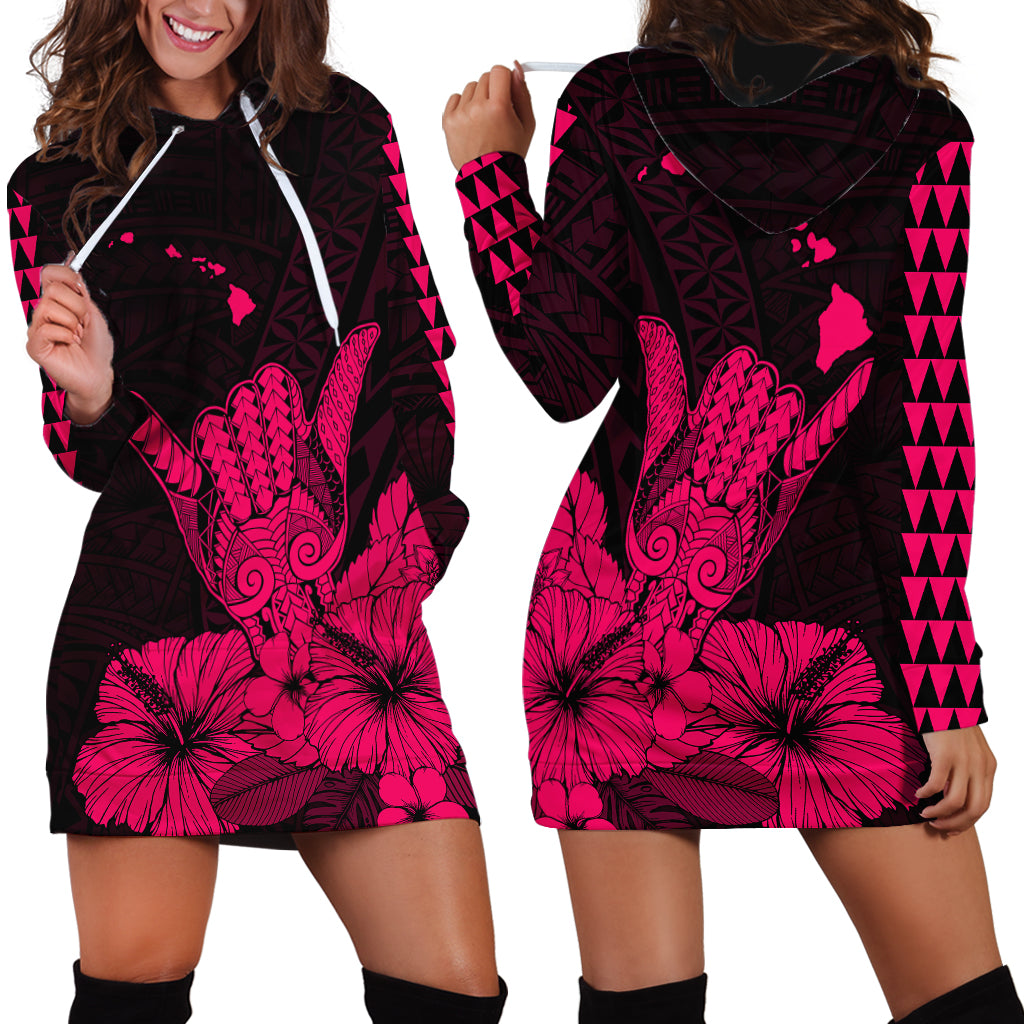 Hawaii Shaka Sign Hoodie Dress Pink Version LT9 Pink - Polynesian Pride