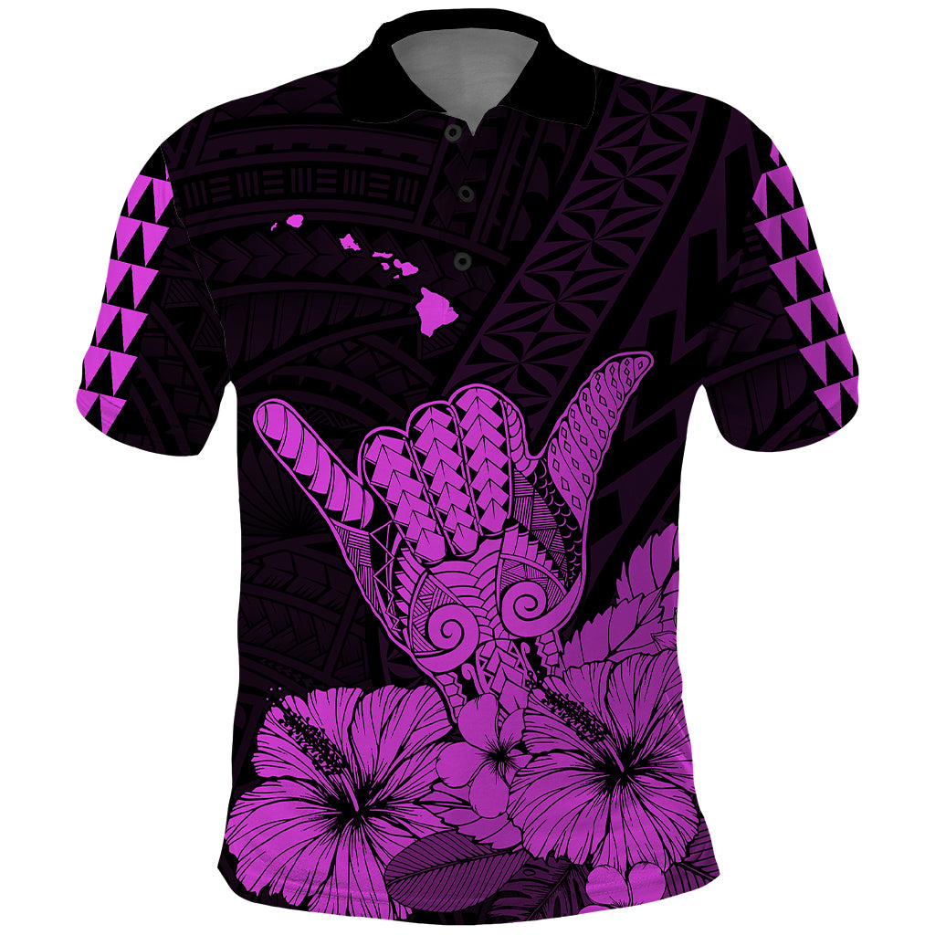 Hawaii Shaka Sign Polo Shirt Purple Version LT9 Purple - Polynesian Pride