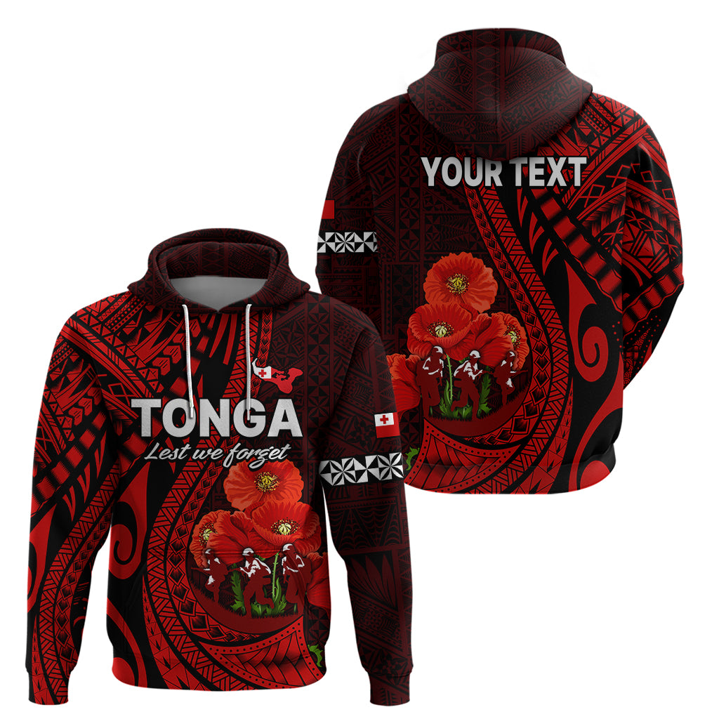 Custom Tonga ANZAC Day Hoodie Lest We Forget Red Version LT9 Pullover Hoodie Red - Polynesian Pride