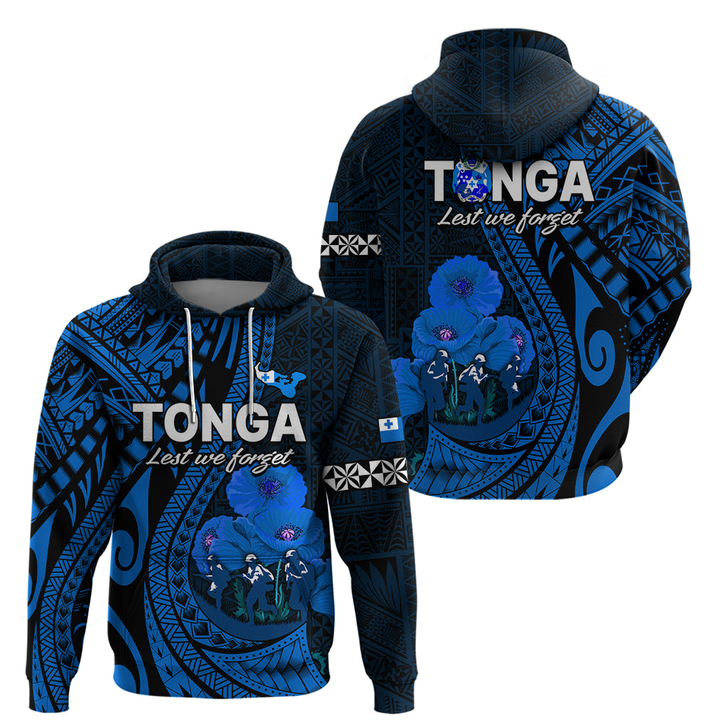 Tonga ANZAC Day Hoodie Lest We Forget Blue Version LT9 Blue - Polynesian Pride