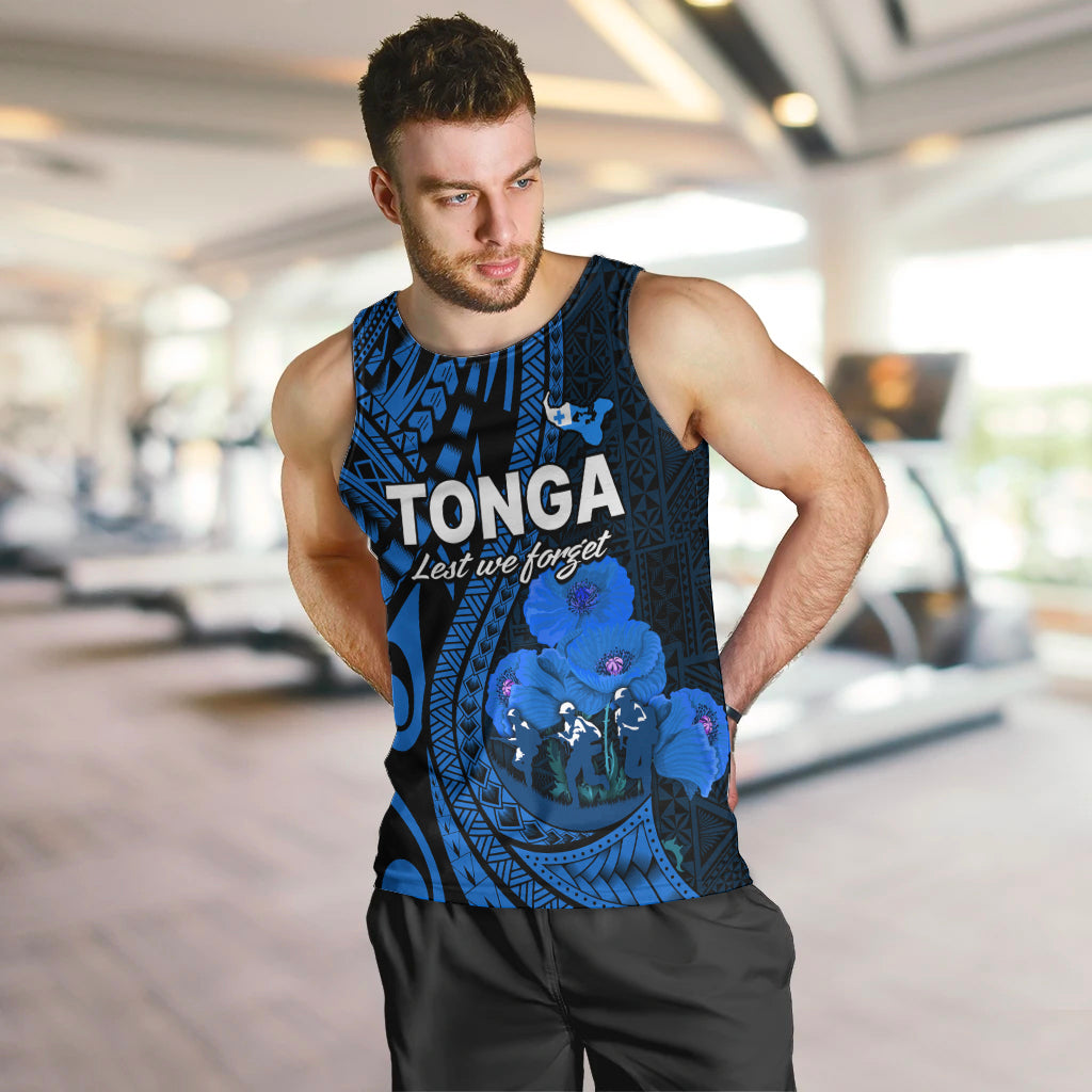 Tonga ANZAC Day Men Tank Top Lest We Forget Blue Version LT9 - Polynesian Pride