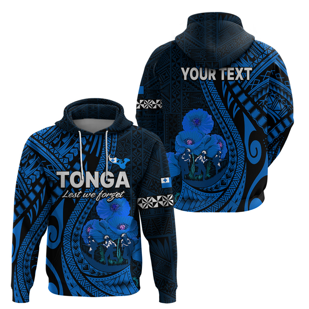 Custom Tonga ANZAC Day Hoodie Lest We Forget Blue Version LT9 Pullover Hoodie Blue - Polynesian Pride