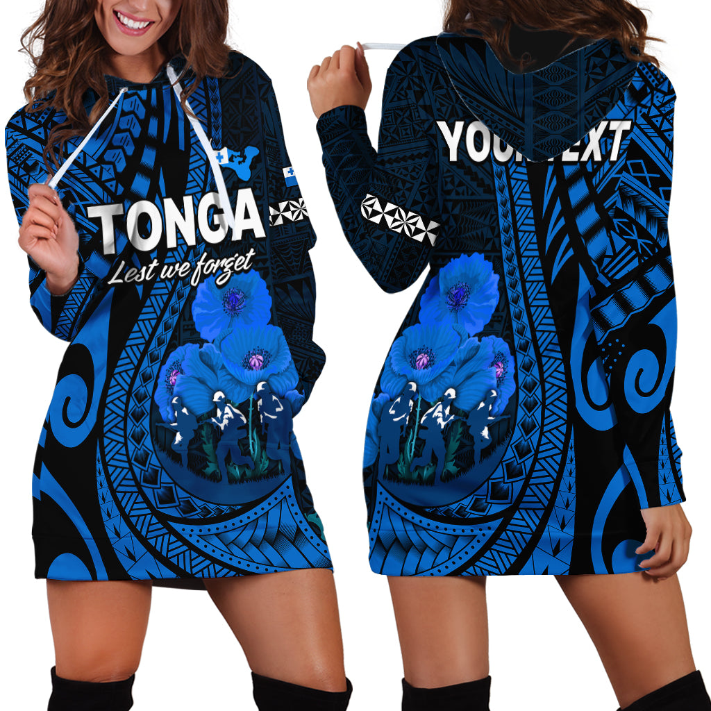 (Custom Personalised) Tonga ANZAC Day Hoodie Dress Lest We Forget Blue Version LT9 Blue - Polynesian Pride