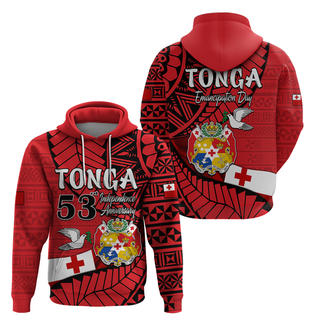 Tonga Hoodie Emancipation Day Happy 53rd Independence Anniversary LT9 Red - Polynesian Pride