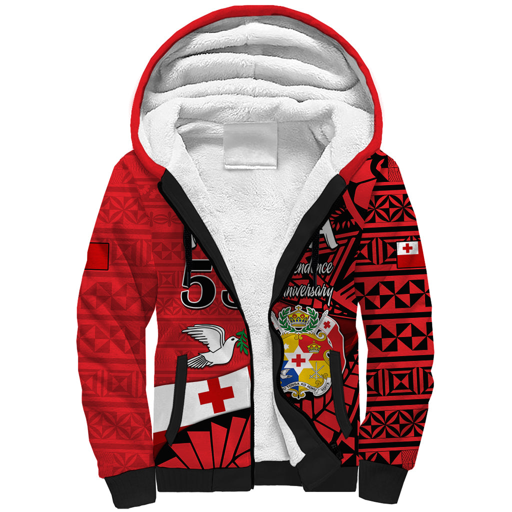 Tonga Emancipation Day Sherpa Hoodie Happy 53rd Independence Anniversary LT9 Unisex Red - Polynesian Pride