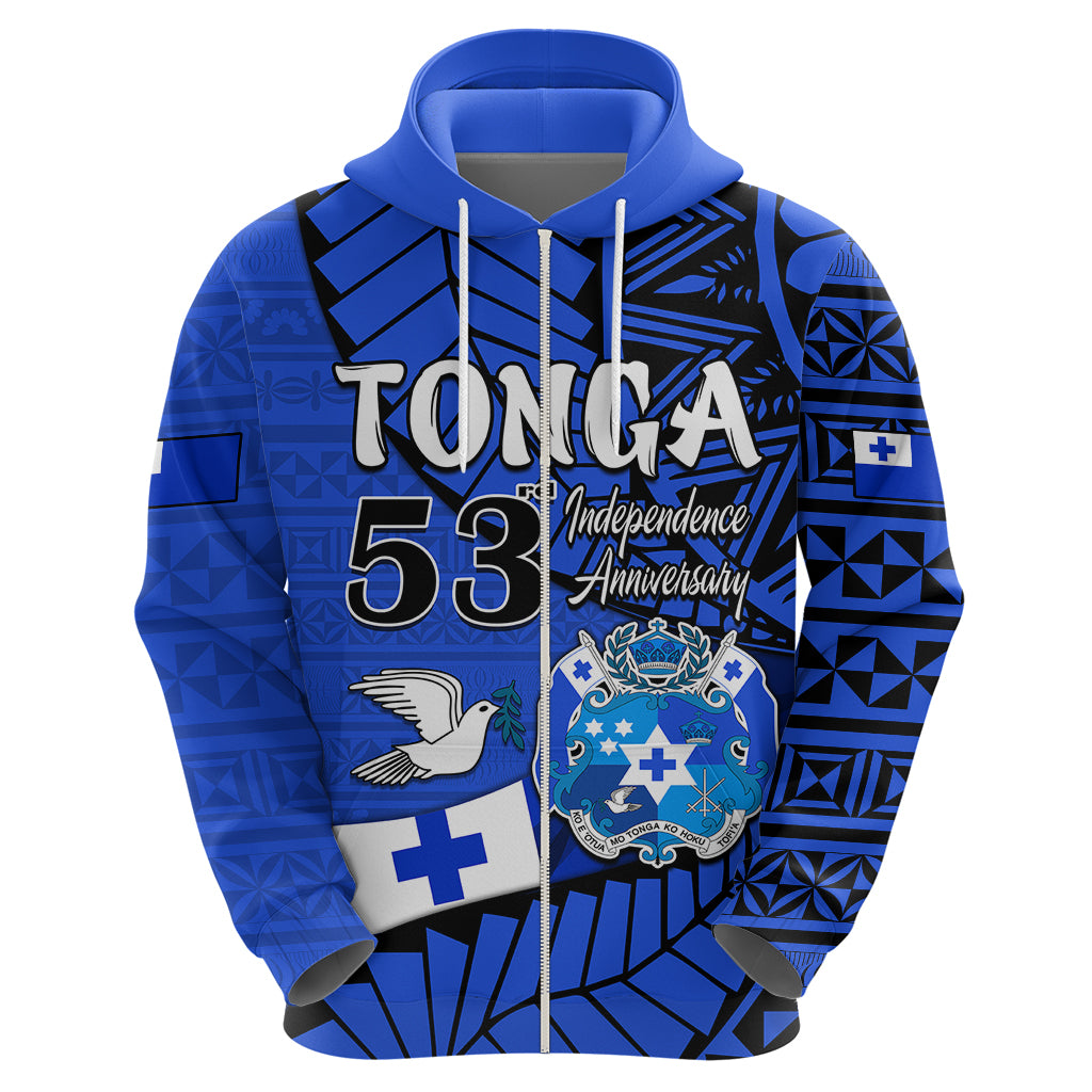 Tonga Hoodie Emancipation Day Happy 53rd Independence Anniversary Blue Version LT9 - Polynesian Pride