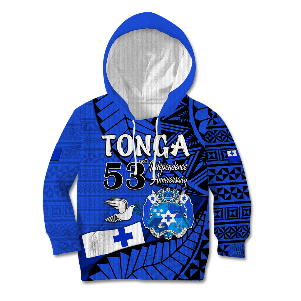 Tonga Emancipation Day Kid Hoodie Happy 53rd Independence Anniversary Blue Version LT9 Hoodie Blue - Polynesian Pride